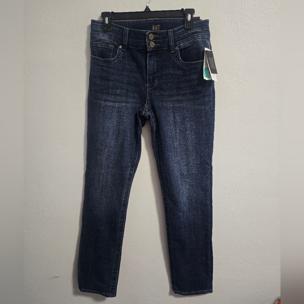 NWT Kut from the Kloth Women's Stevie Straight Leg Double Button Indigo Jeans 6